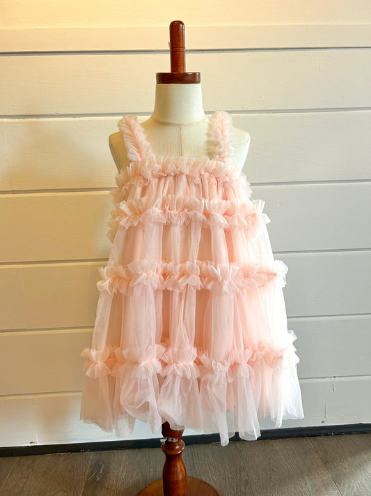 Peach Ruffle Tulle Dress