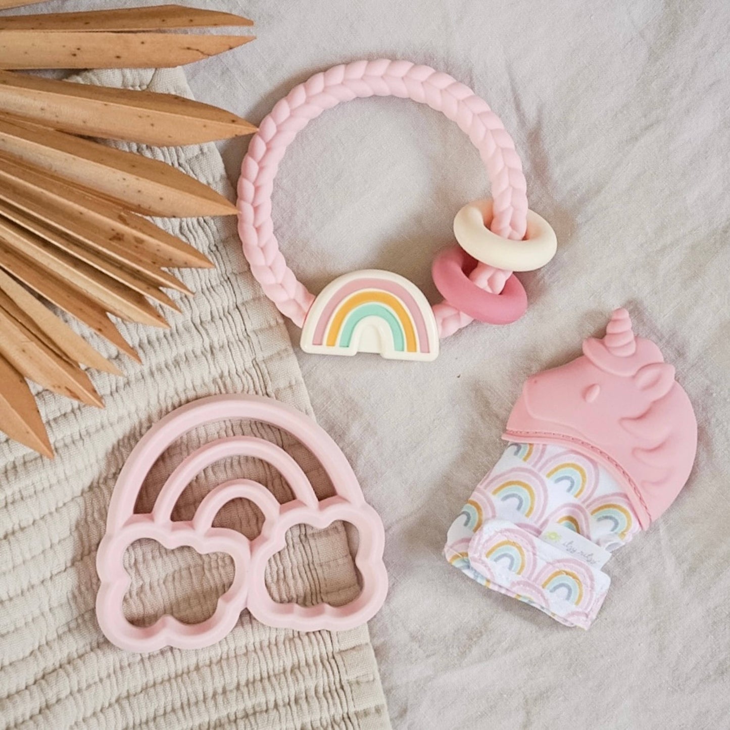 Itzy Ritzy Rattle™ Silicone Teether Rattles: Rainbow