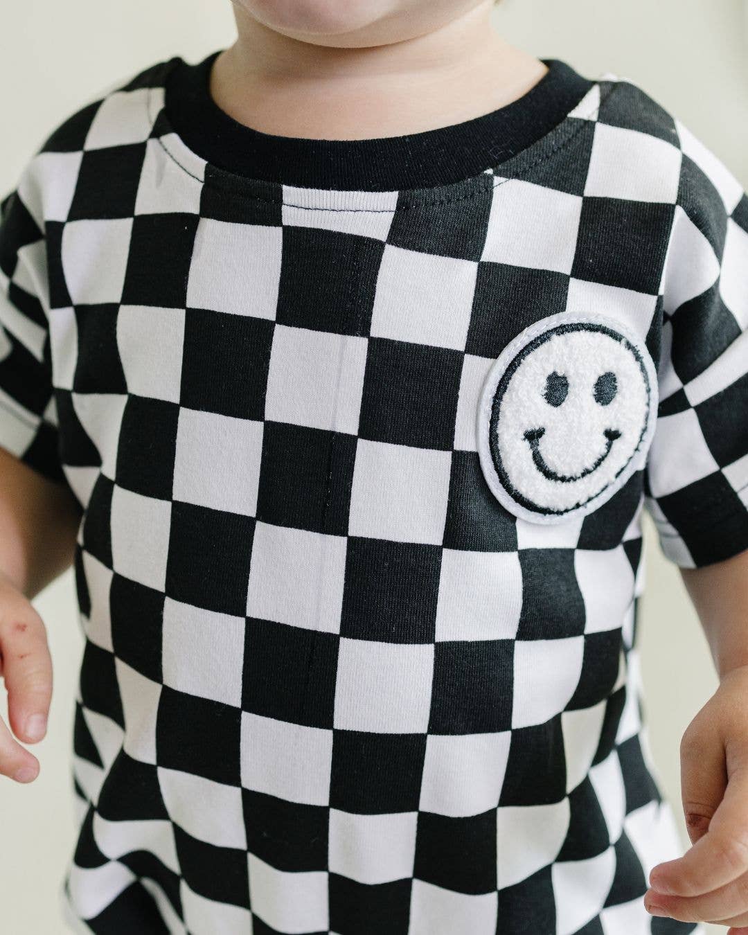 Checkered Smiley Bubble Romper