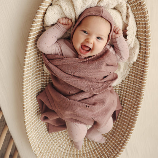 100% Organic Cotton Pointelle Baby Blanket: Sugar Plum