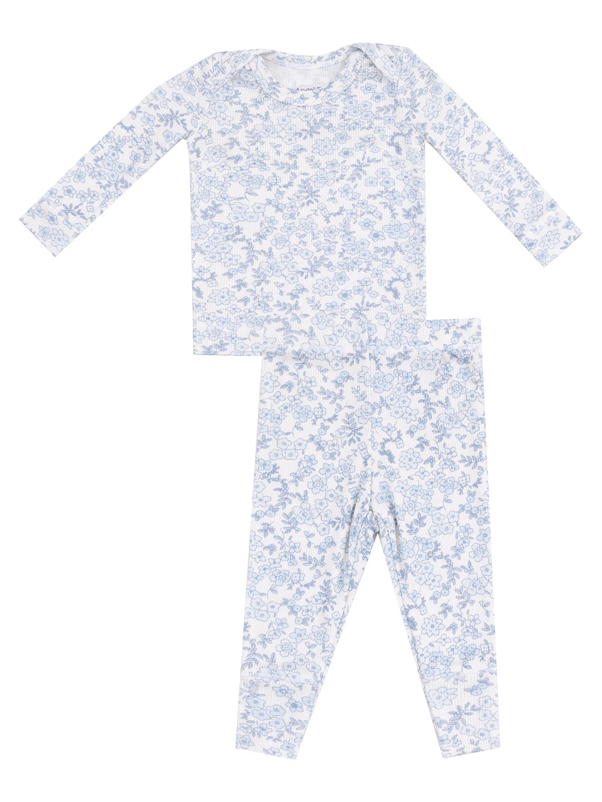 Blue Calico Floral Rib Loungewear Set