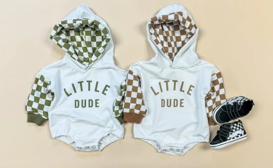 Little Dude Checkered Bubble - Olive Green