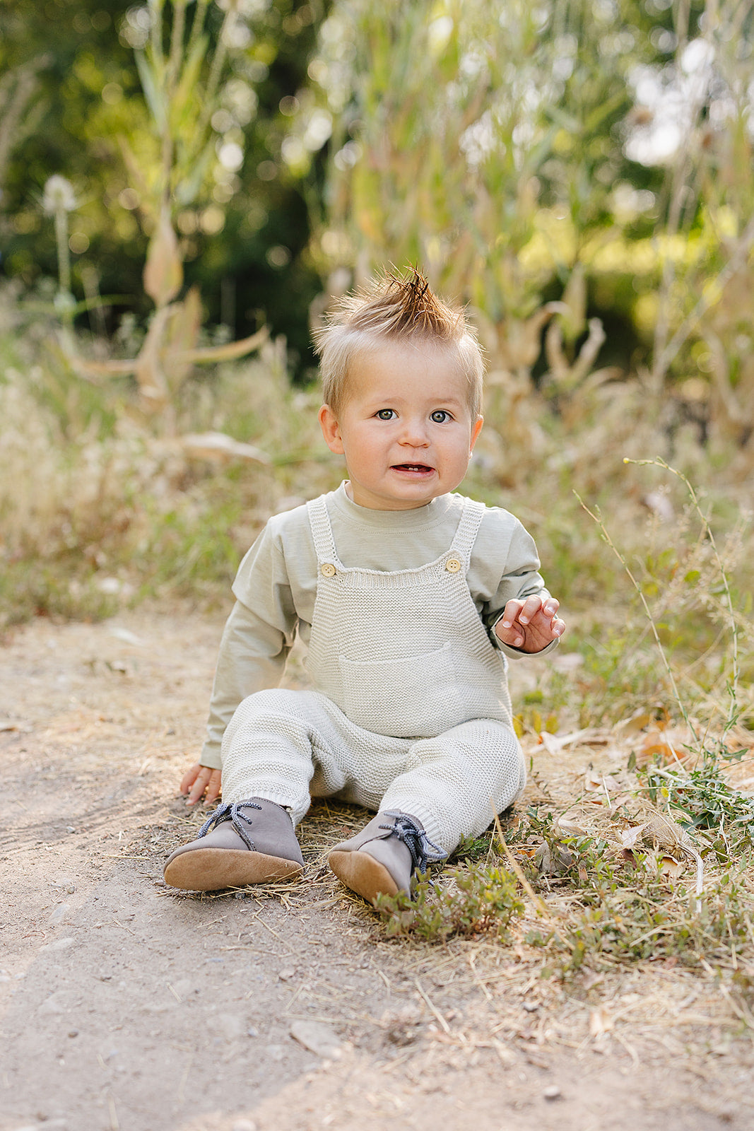 Grey Knit Overalls