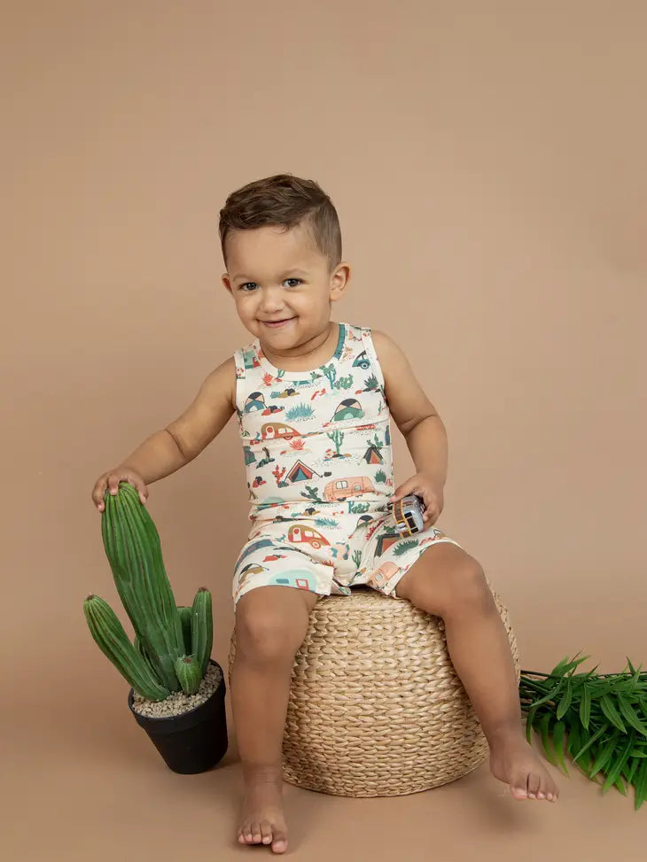 Desert Adventure- Short Tank Bamboo Romper