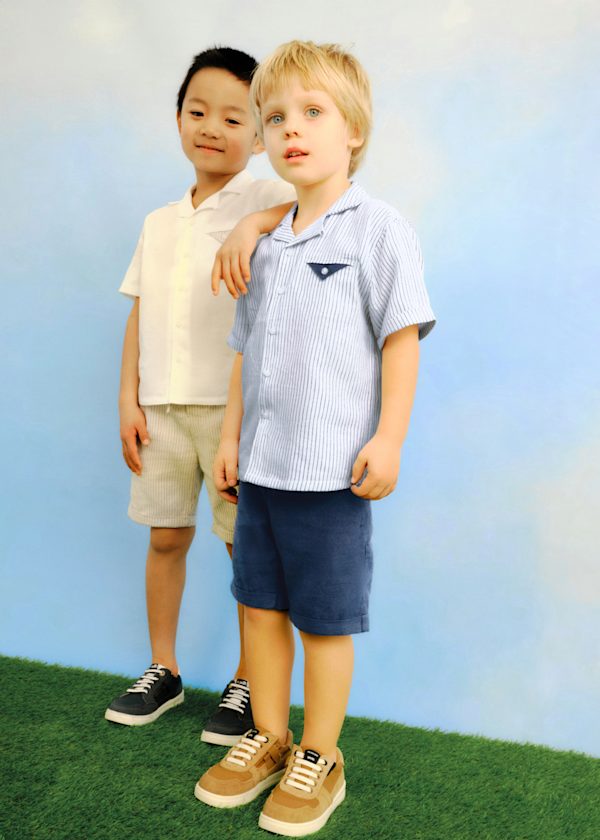 Boys Striped Shirt + Shorts Set