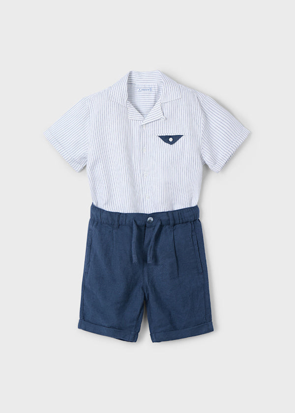 Boys Striped Shirt + Shorts Set