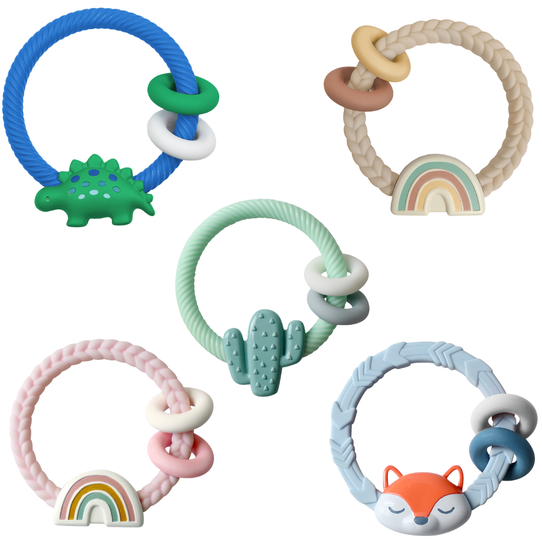 Itzy Ritzy Rattle™ Silicone Teether Rattles: Rainbow
