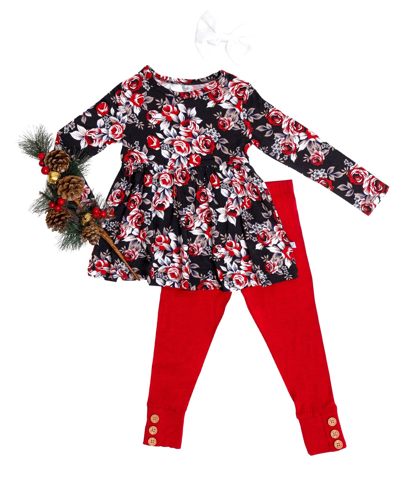Bamboo Midnight Rose Peplum Top and Leggings Set