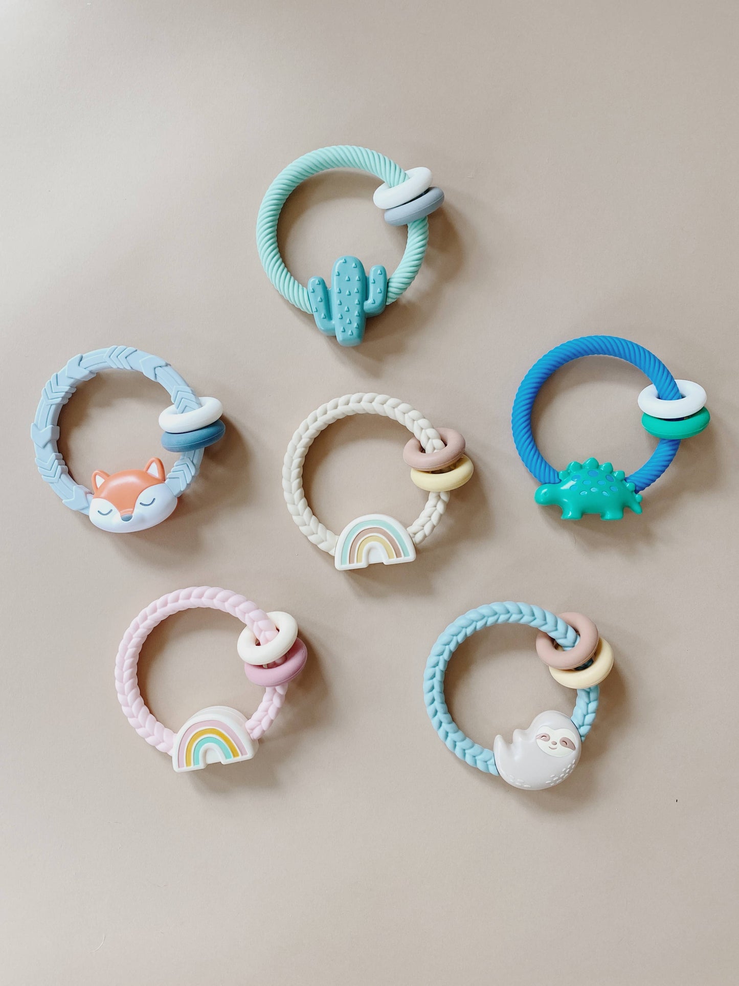 Itzy Ritzy Rattle™ Silicone Teether Rattles: Rainbow