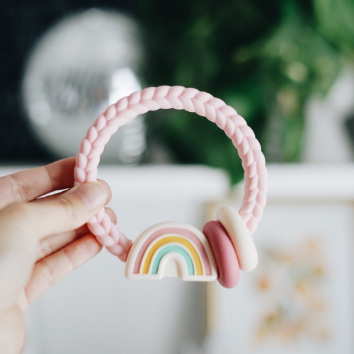 Itzy Ritzy Rattle™ Silicone Teether Rattles: Rainbow