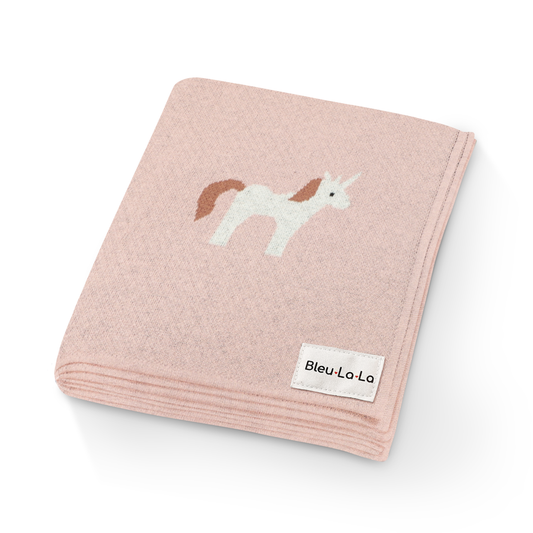 100% Luxury Cotton Baby Blanket - Unicorn: Pink