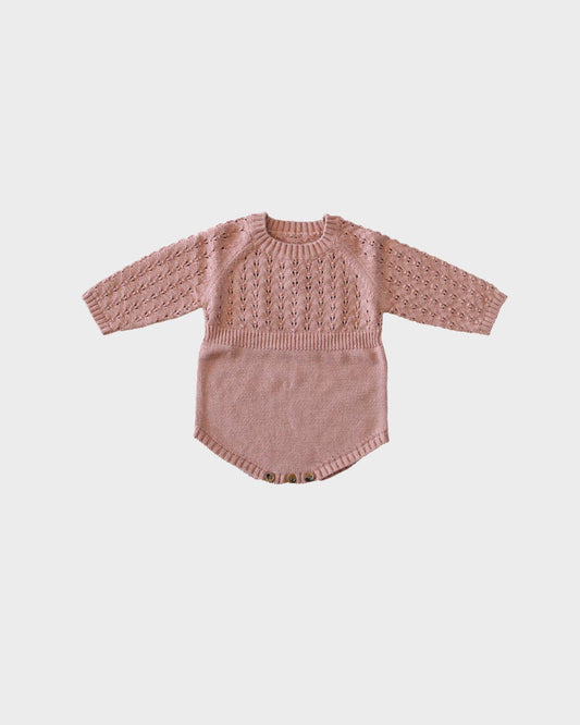 Baby Knit Sweater Romper- Rose
