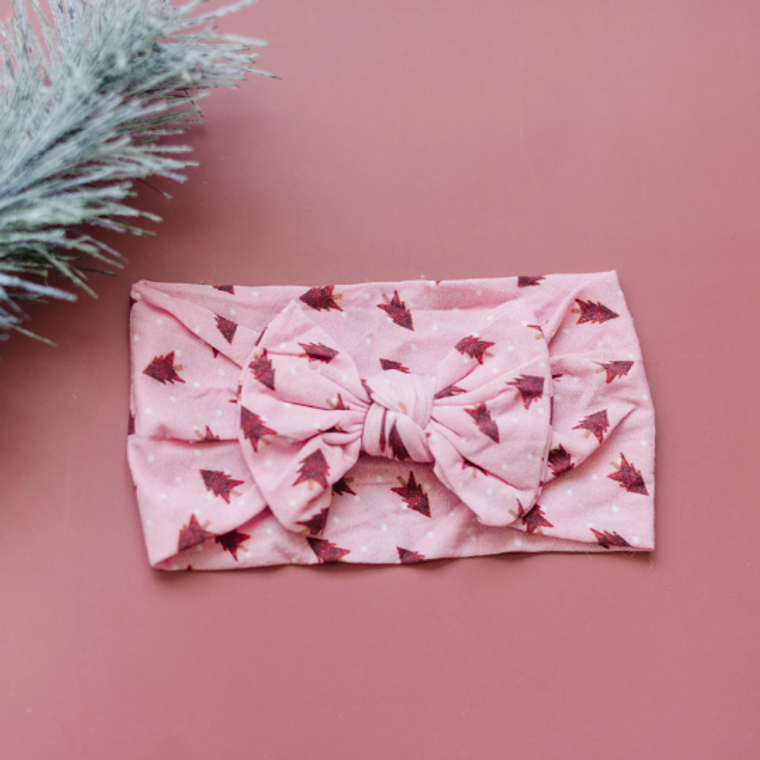 Pink Christmas Tree Nylon Baby Headband