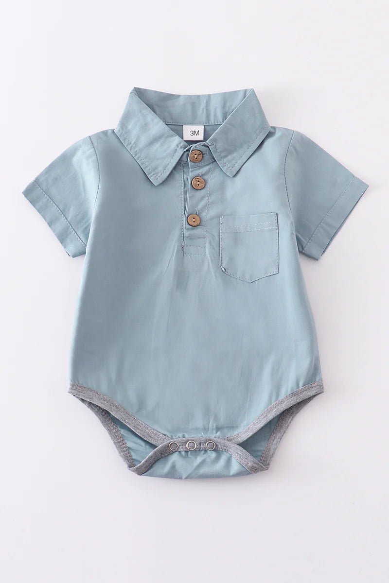 Ocean Blue Button-Down Romper