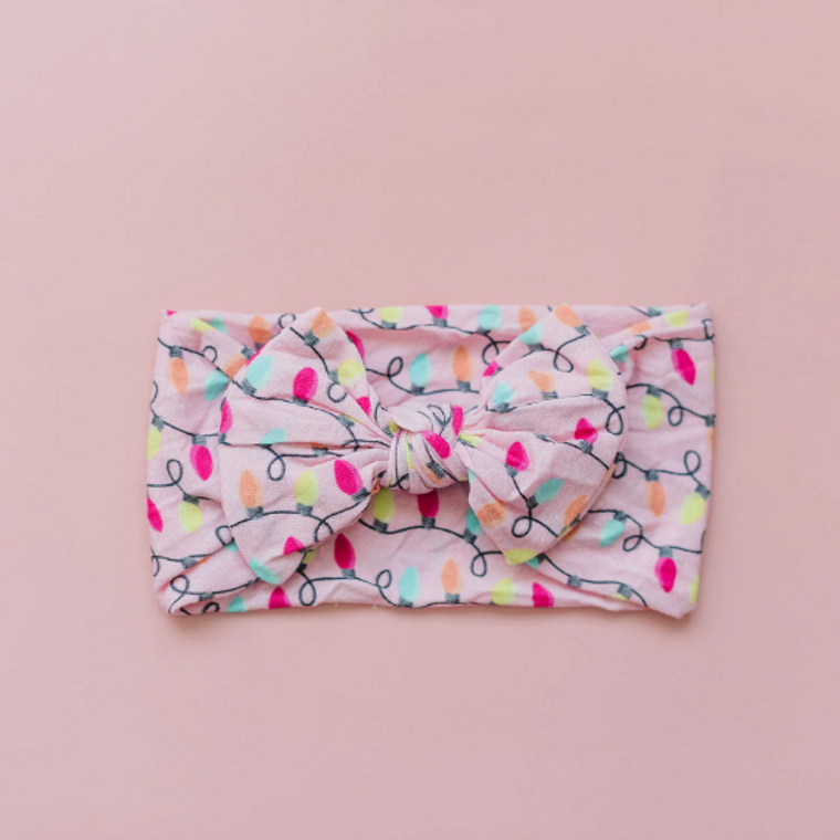 Pink Christmas Lights Nylon Baby Headband