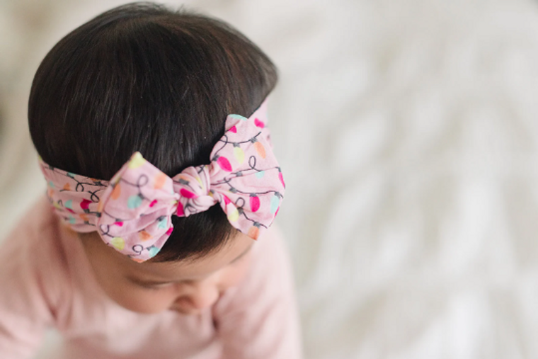 Pink Christmas Lights Nylon Baby Headband