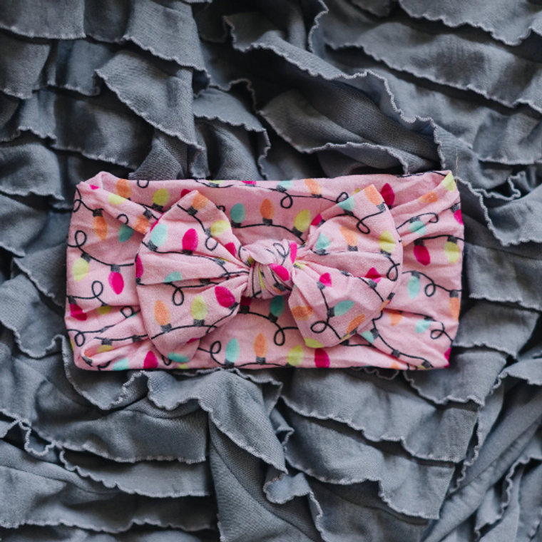 Pink Christmas Lights Nylon Baby Headband