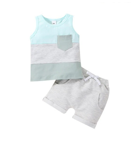 Color Block Tank Set - Blue