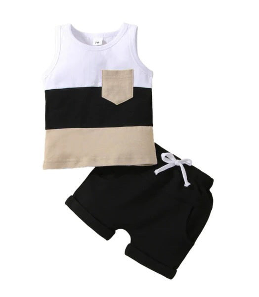 Color Block Tank Set - Black