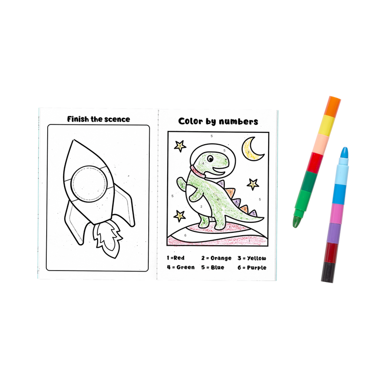 Mini Traveler Coloring & Activity Kit - Dinosaurs in Space