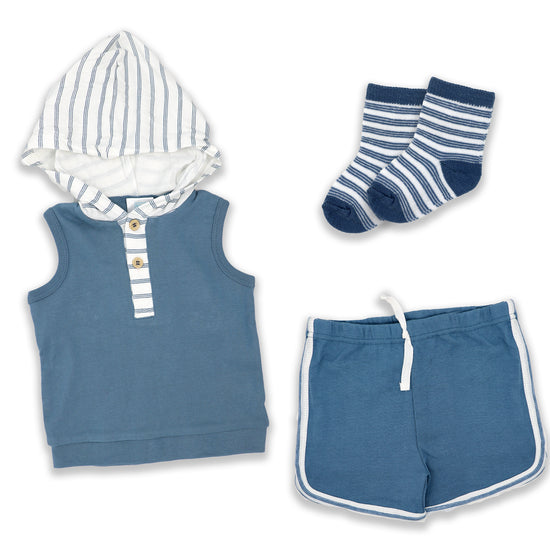 Shiloh 3PC Blue Short Set