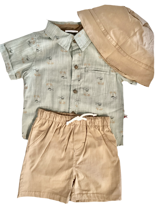 3pc Island Button Down Short Set