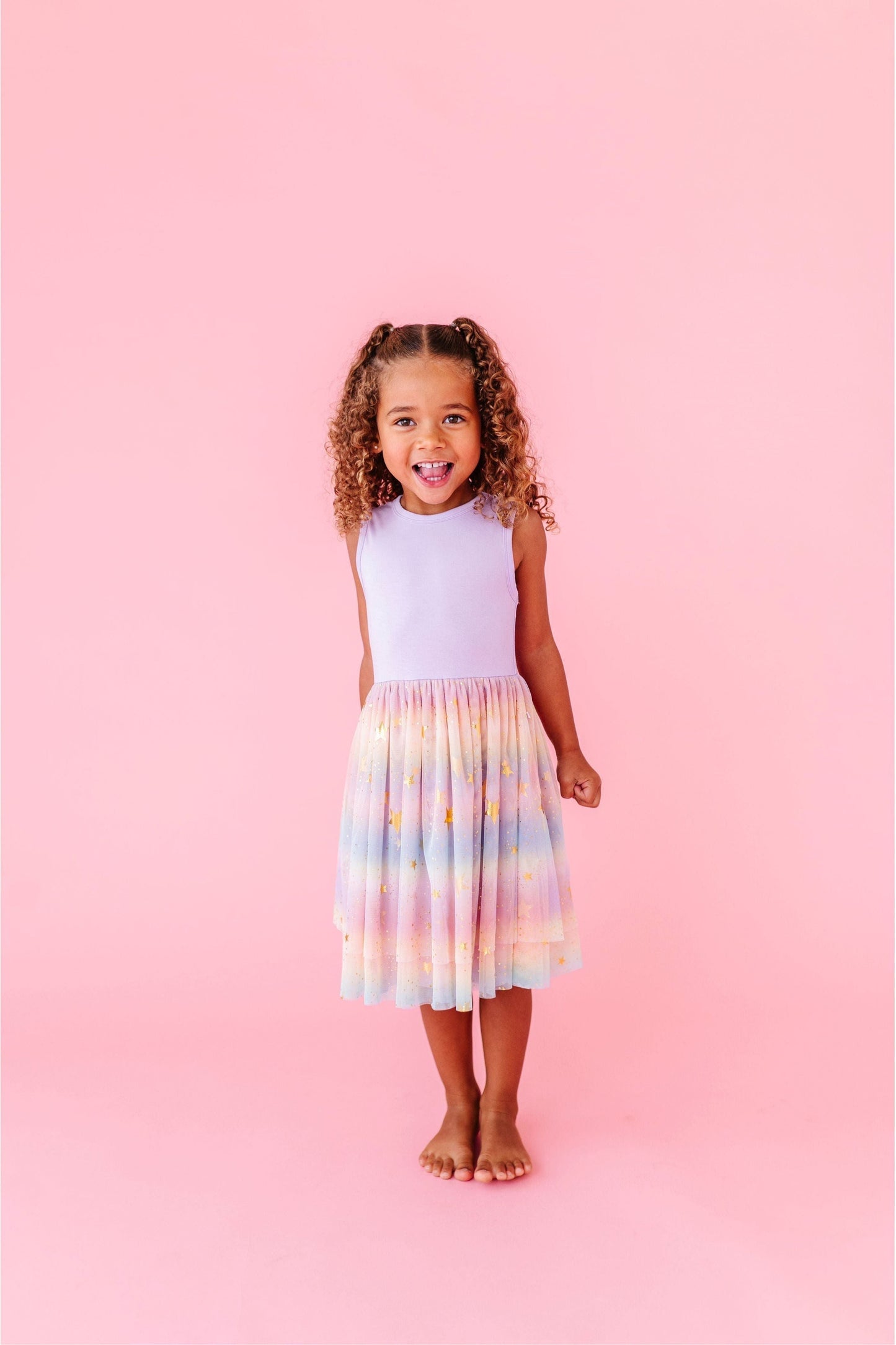 PREORDER! Bamboo Tulle Dress - Rainbow Ombre Twinkle