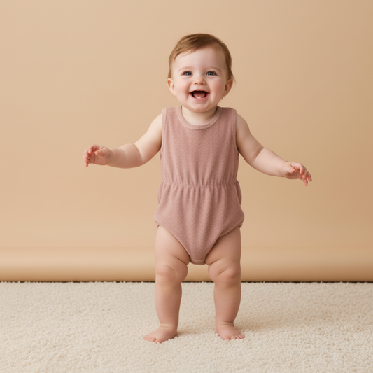 Organic Clinch Romper - Clay