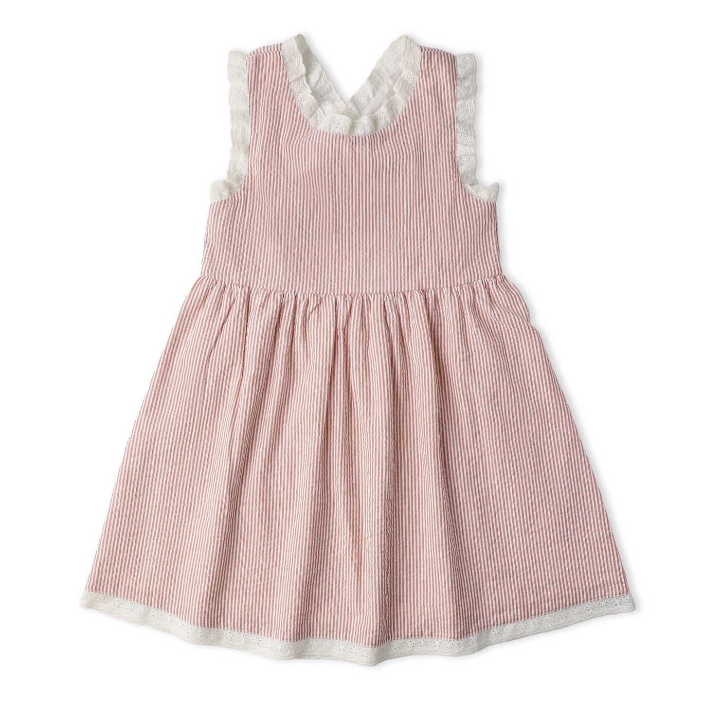 Organic Cross Back Dress - Coral Stripes