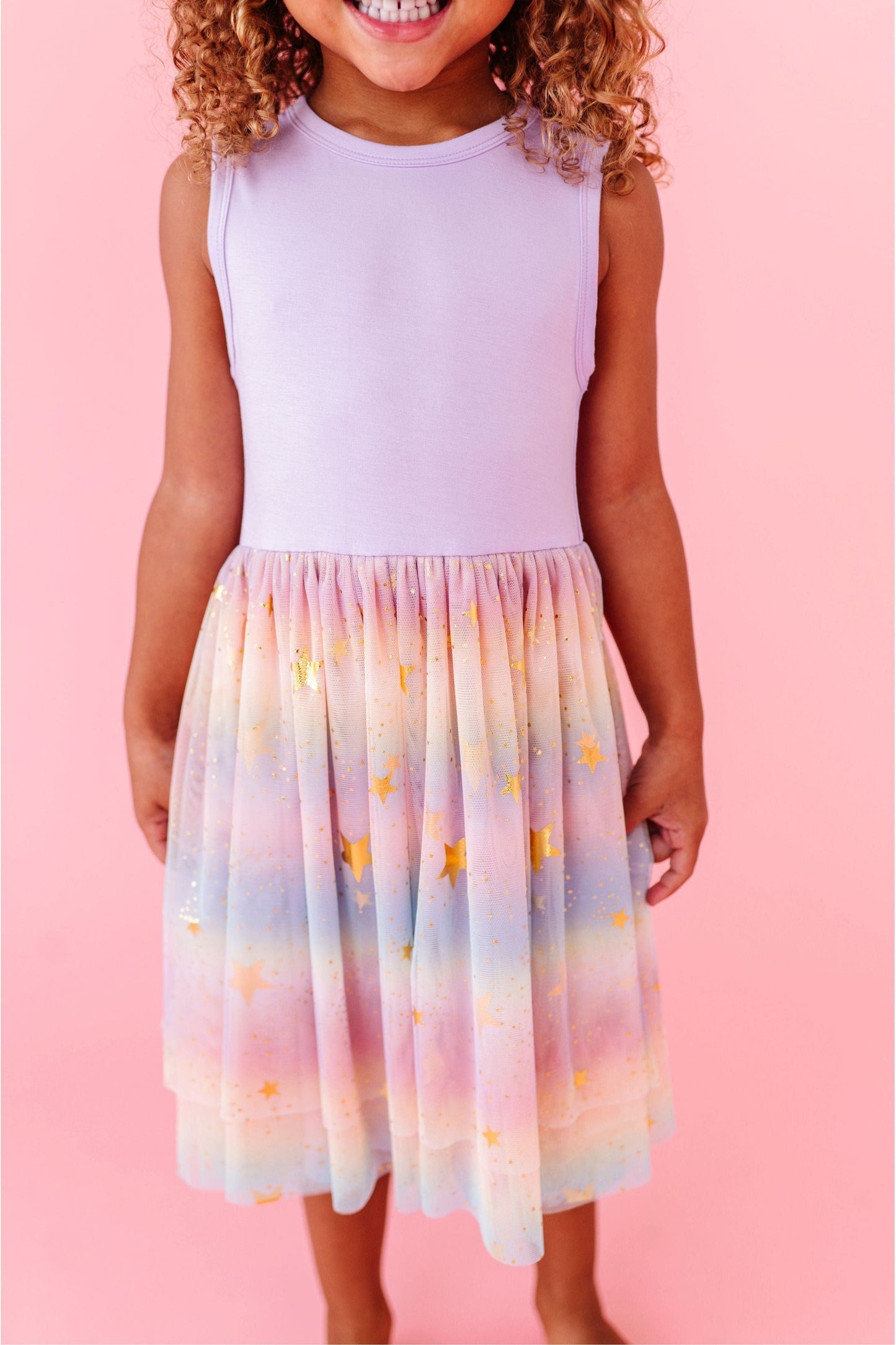 PREORDER! Bamboo Tulle Dress - Rainbow Ombre Twinkle