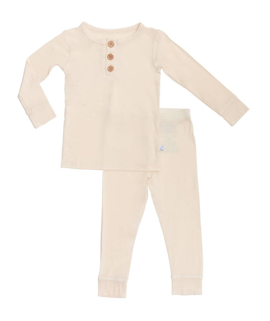 Bamboo Buttercream Long Sleeve Henley Pajamas 2pc