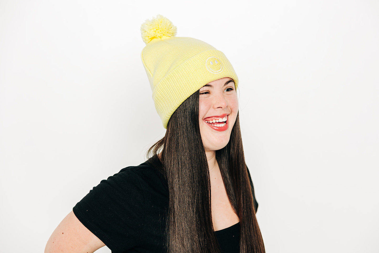 Smiley Pom Pom Hat