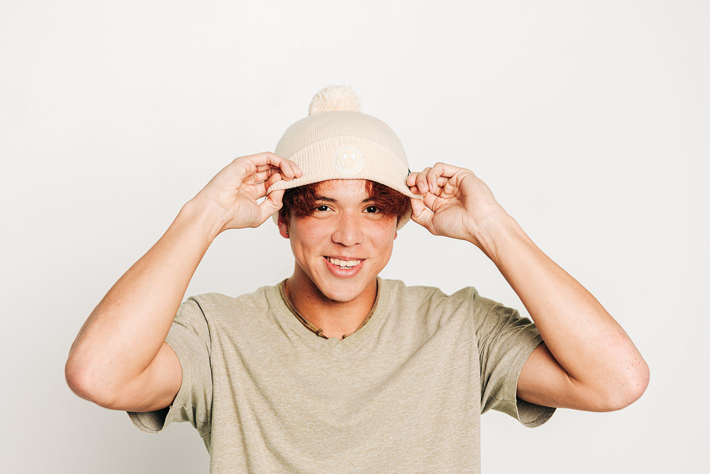 Smiley Pom Pom Hat