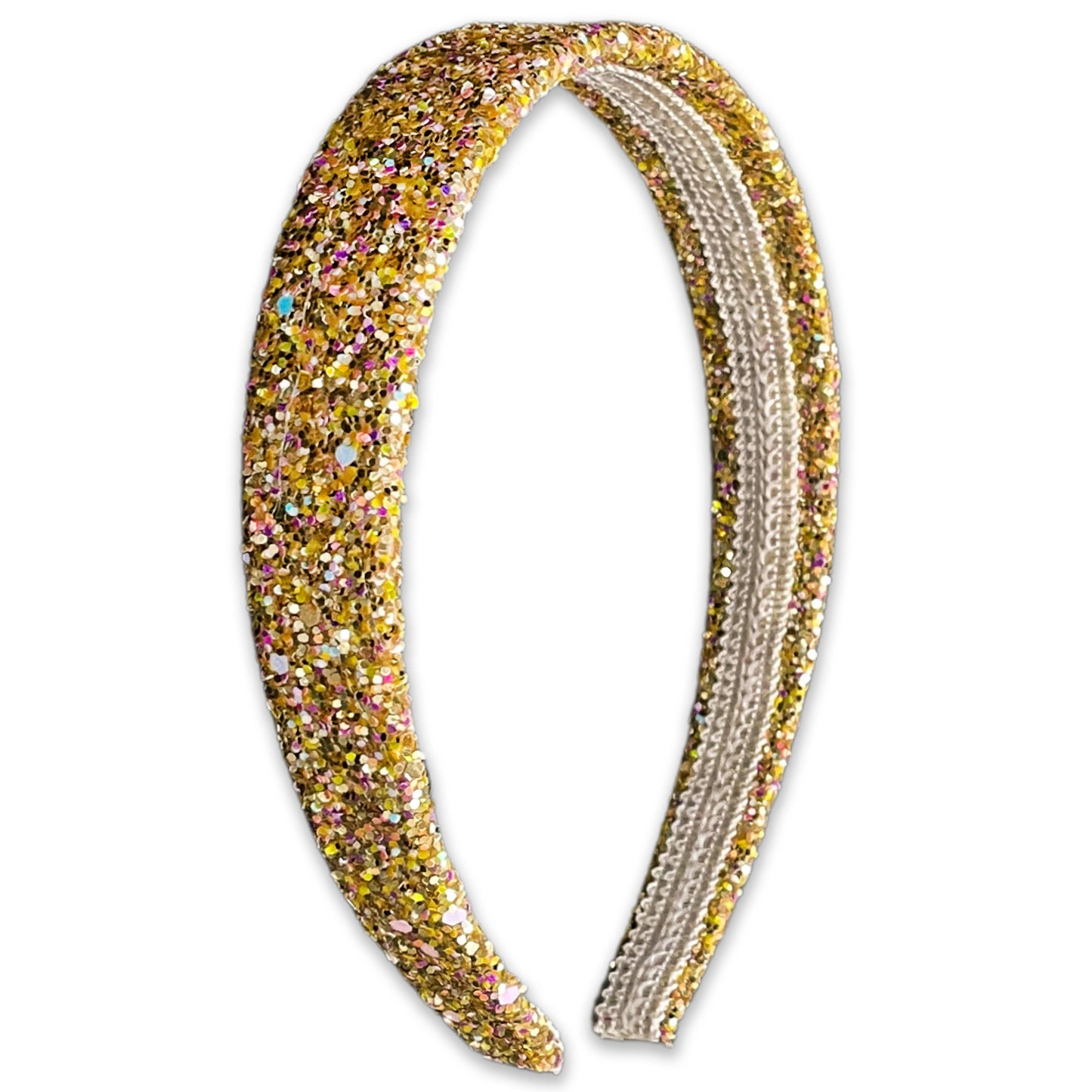 Tapered Chunky Glitter Headband: Rainbow