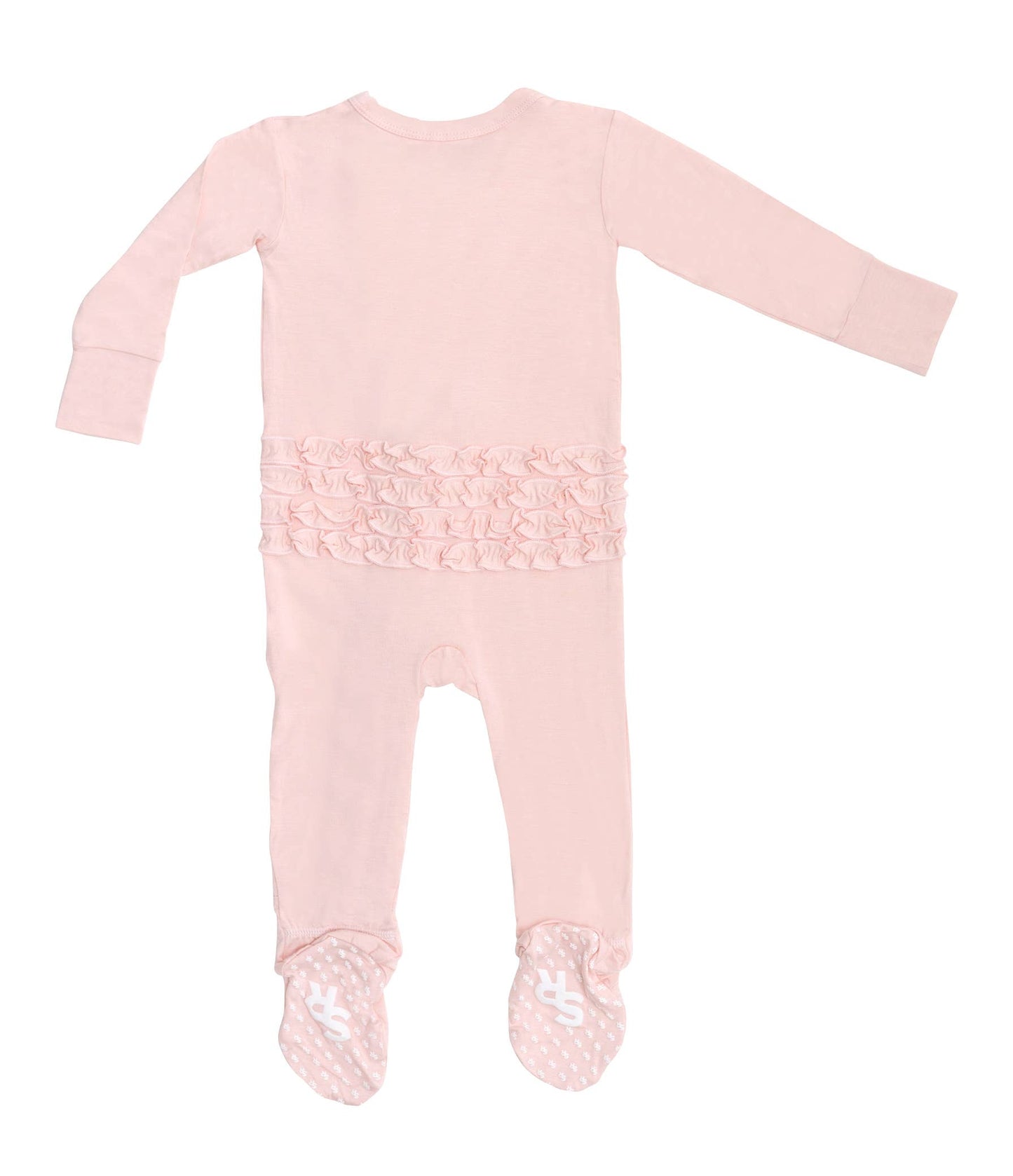 Bamboo Rose Quartz Ruffled Zippered Footie Pajamas