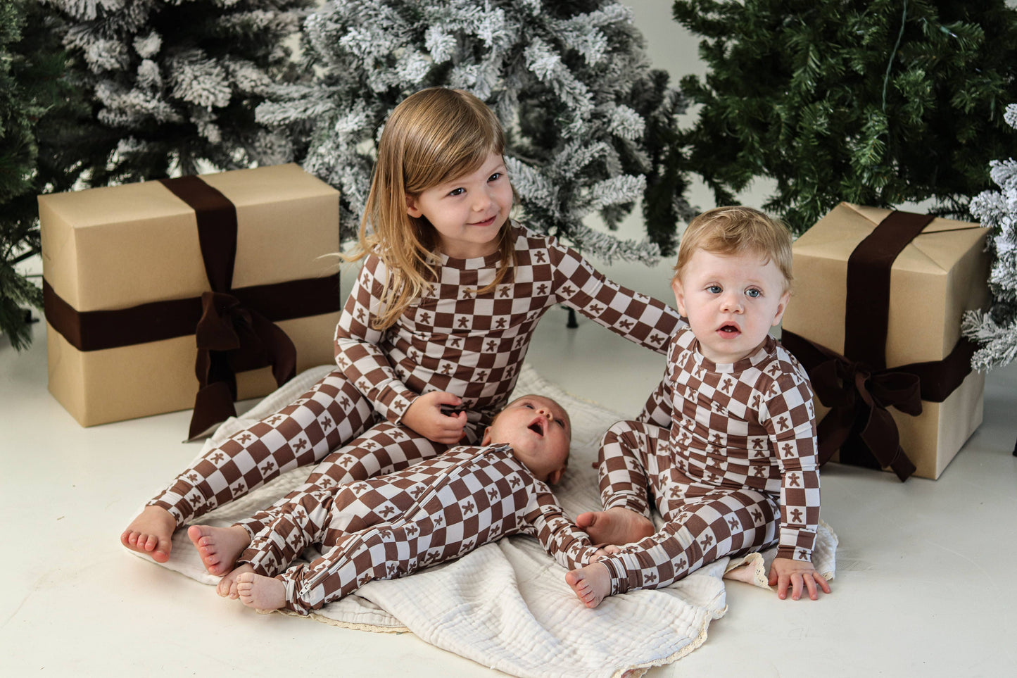 Gingerbread Check Pajama Set