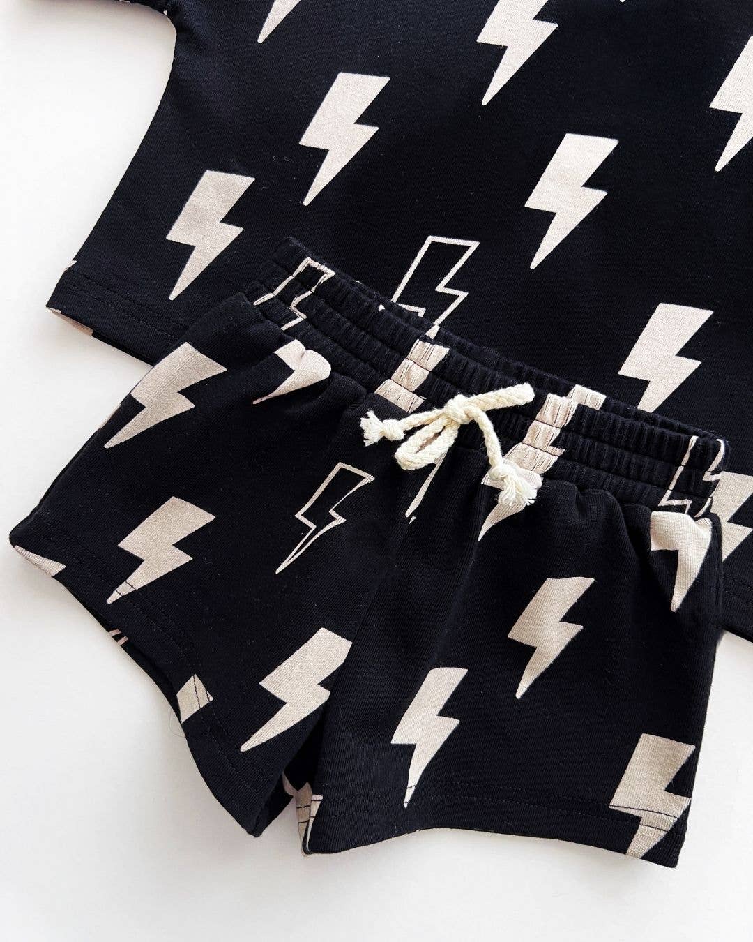 Black Bolts Shorts Set