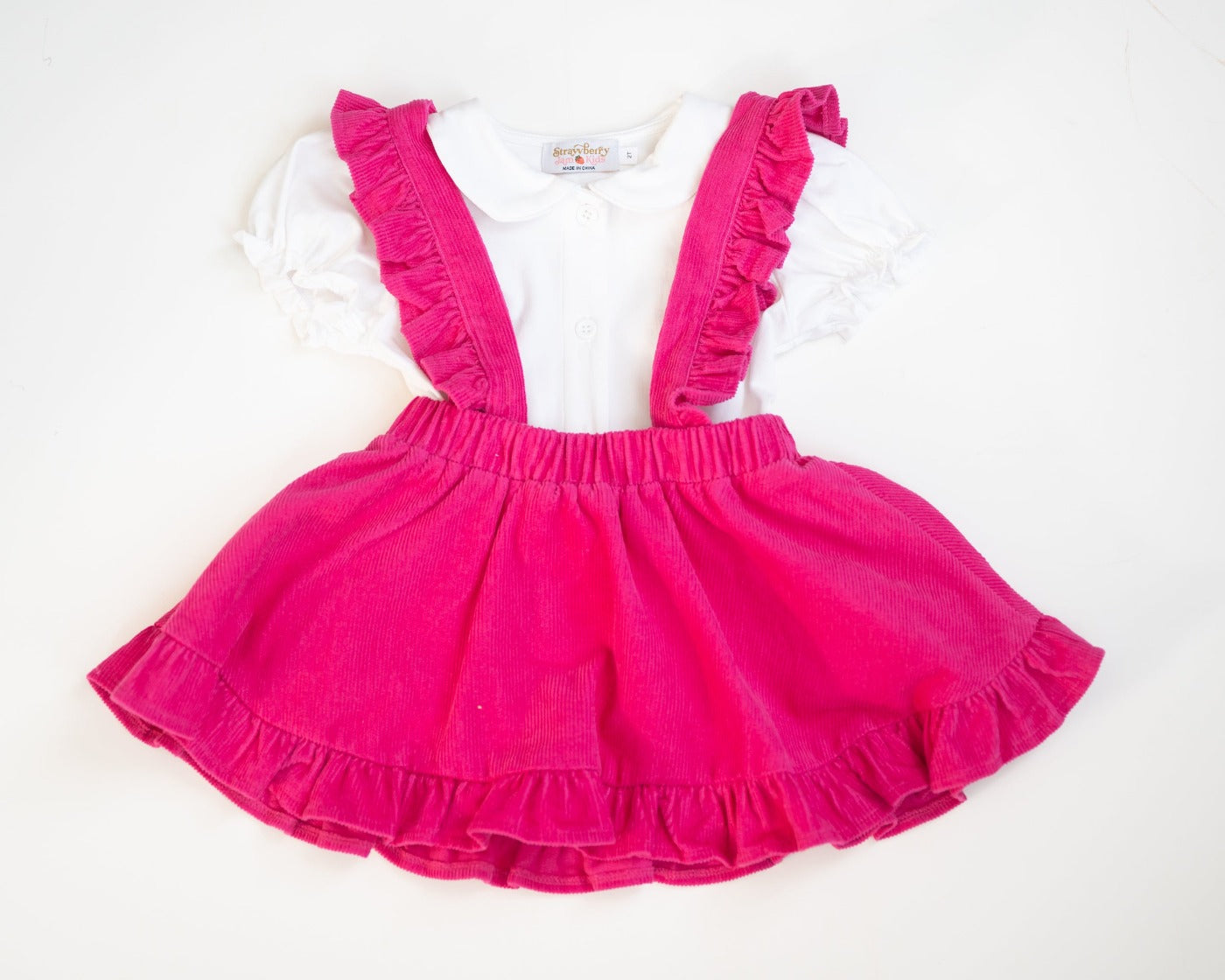 Hot Pink Corduroy Pinafore Skirt Baby Toddler Girls