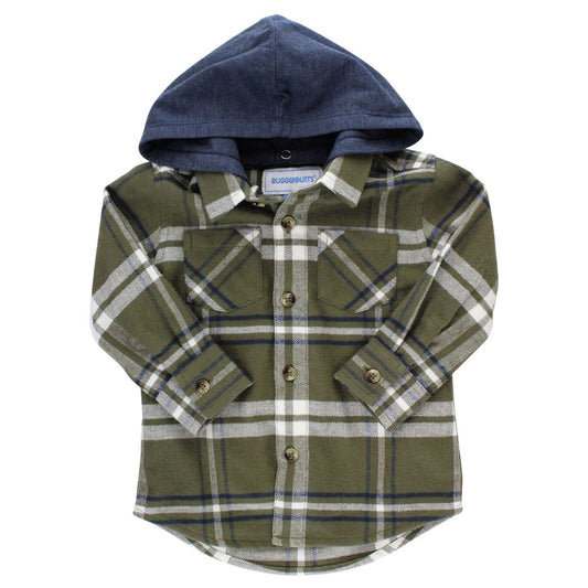 Oliver Plaid Hooded Button Down Shirt