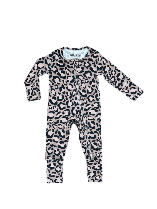 Bamboo Zipper Footie, Leopard