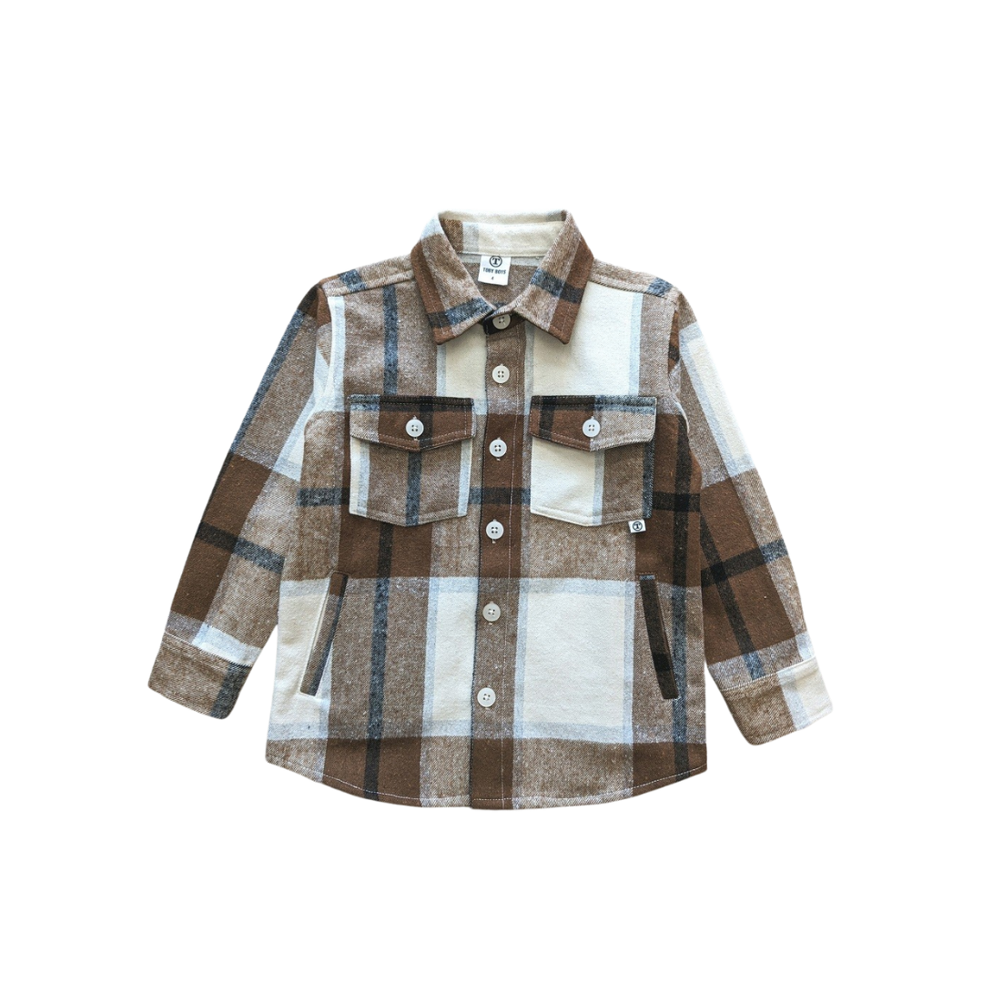 Brown Flannel Shacket – Little Society