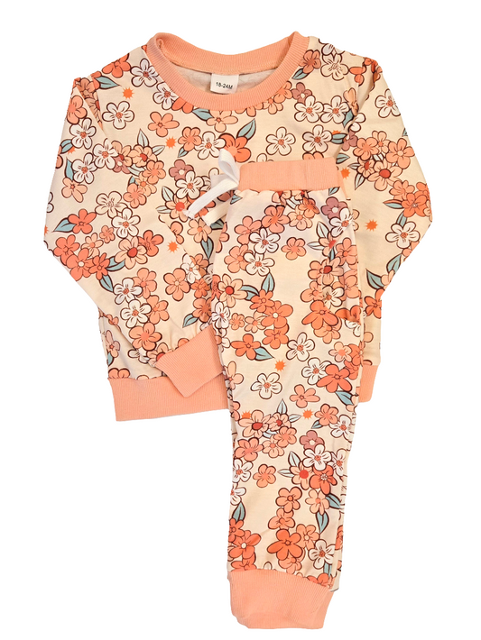 Coral Floral 2pc Jogger Set