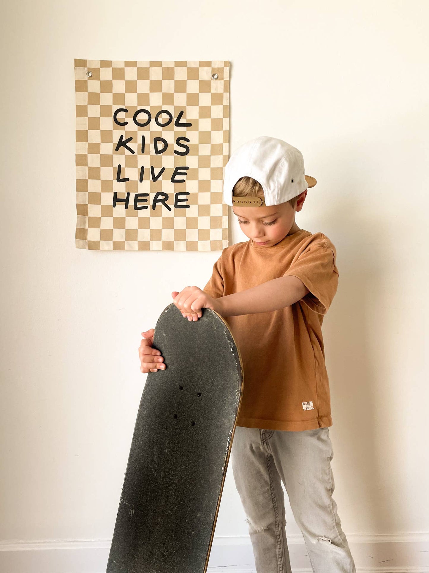 Cool Kids Banner: Checkered Taupe Wall Decor