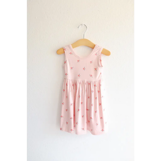 Bamboo Adventure Daisy Twirl Dress in Pink with Floral Print