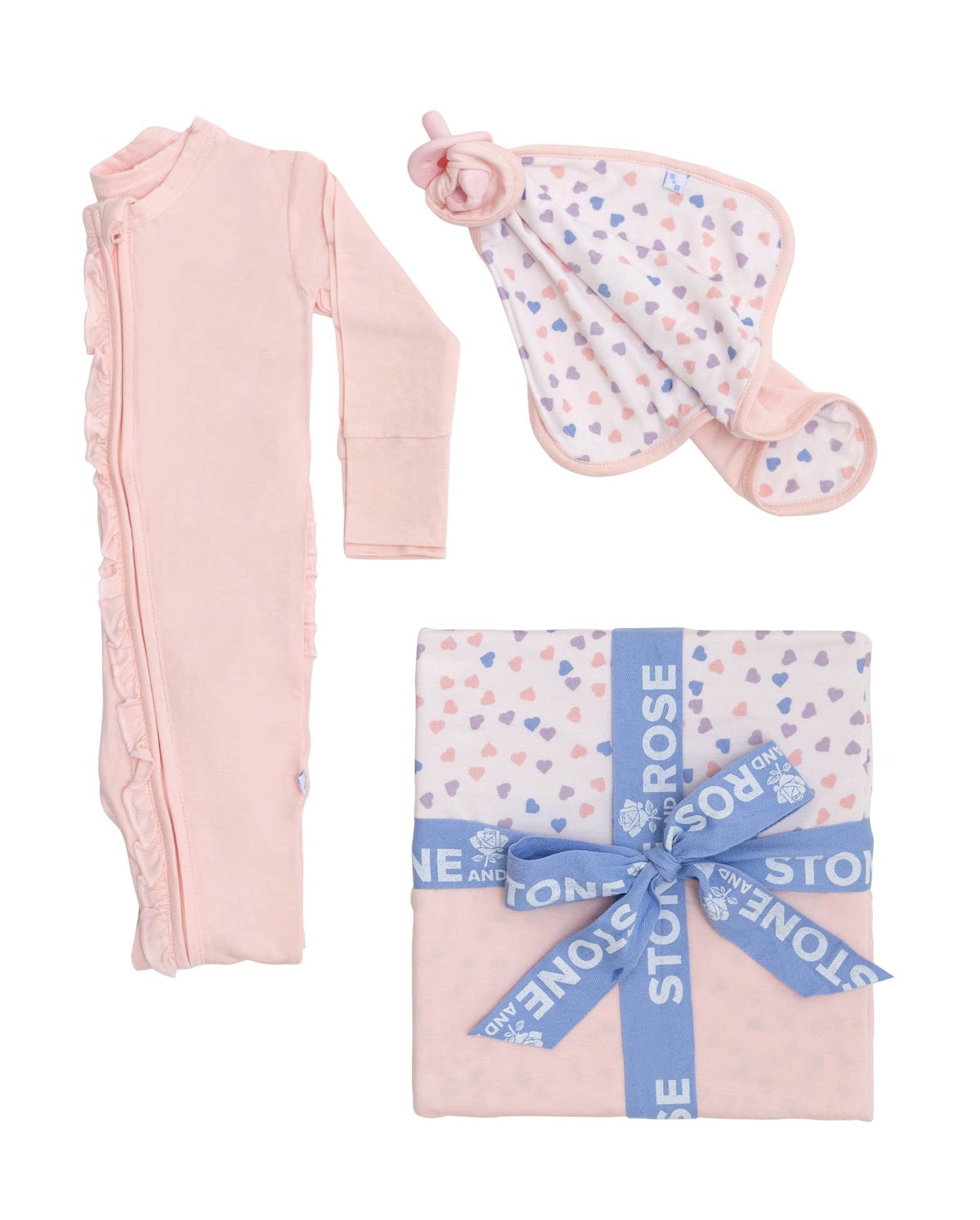 Bamboo Rose Quartz Ruffled Zippered Footie Pajamas