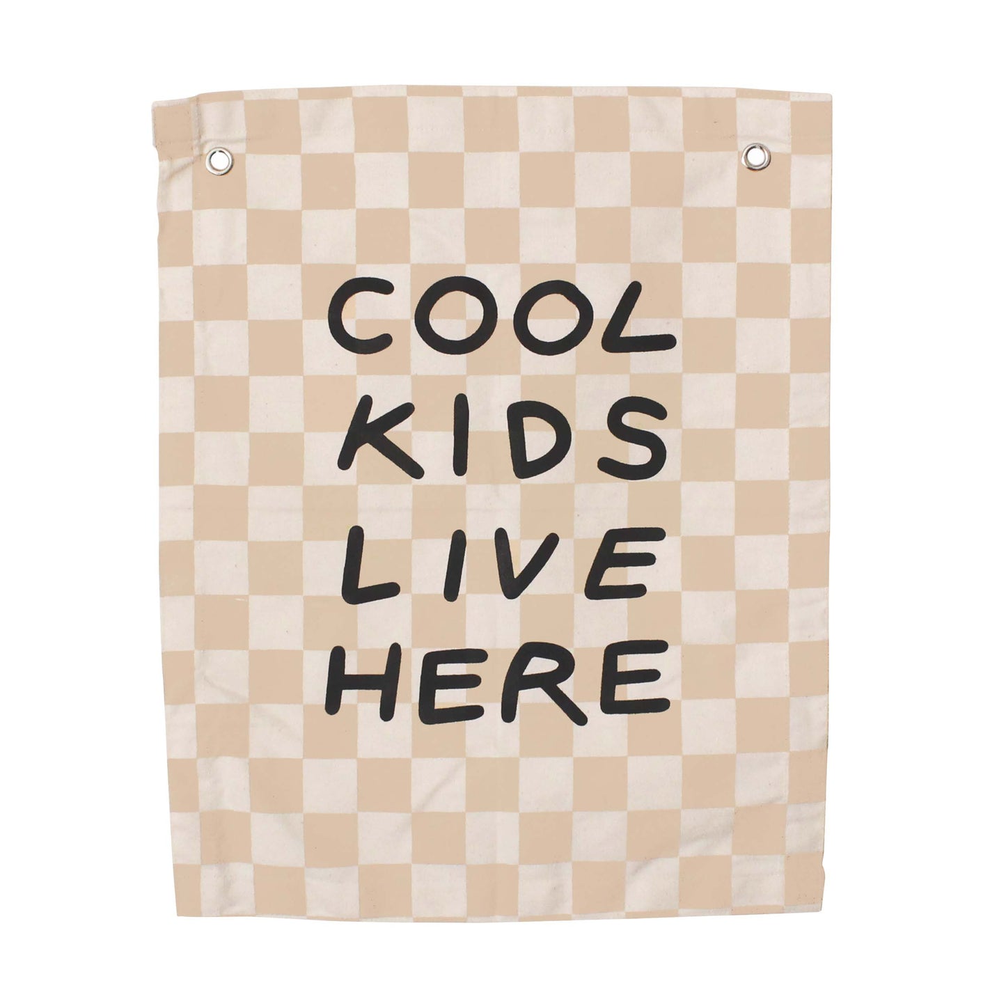 Cool Kids Banner: Checkered Taupe Wall Decor