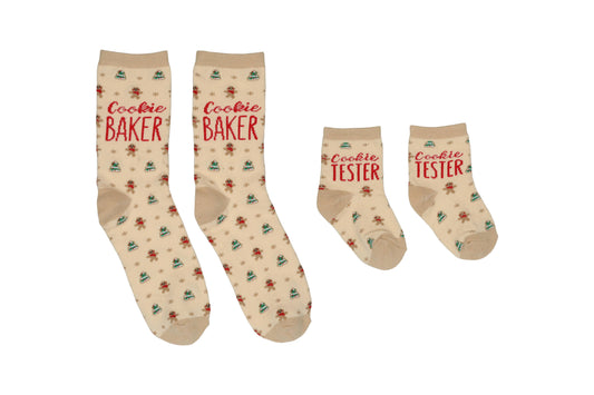 Cookie Baker & Tester Christmas Parent & Baby Sock Set