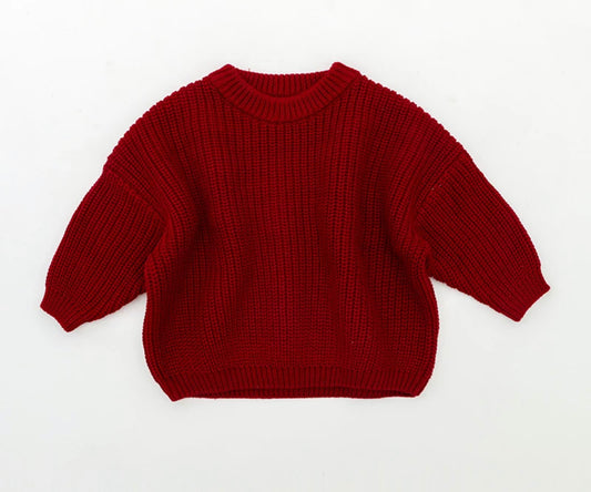 Oversized Sweater - Crimson Red